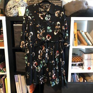 Torrid Black Floral Shirt-dress